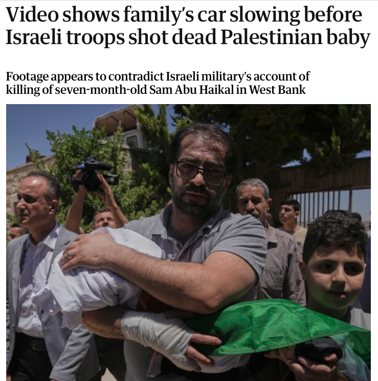 Jonathan_K_Cook's tweet photo. I'm sure we are all surprised to discover that the Israeli army flagrantly lied, once again, about what happened when its soldiers committed their latest atrocity: shooting dead a baby. https://t.co/nDnoXrPoQm