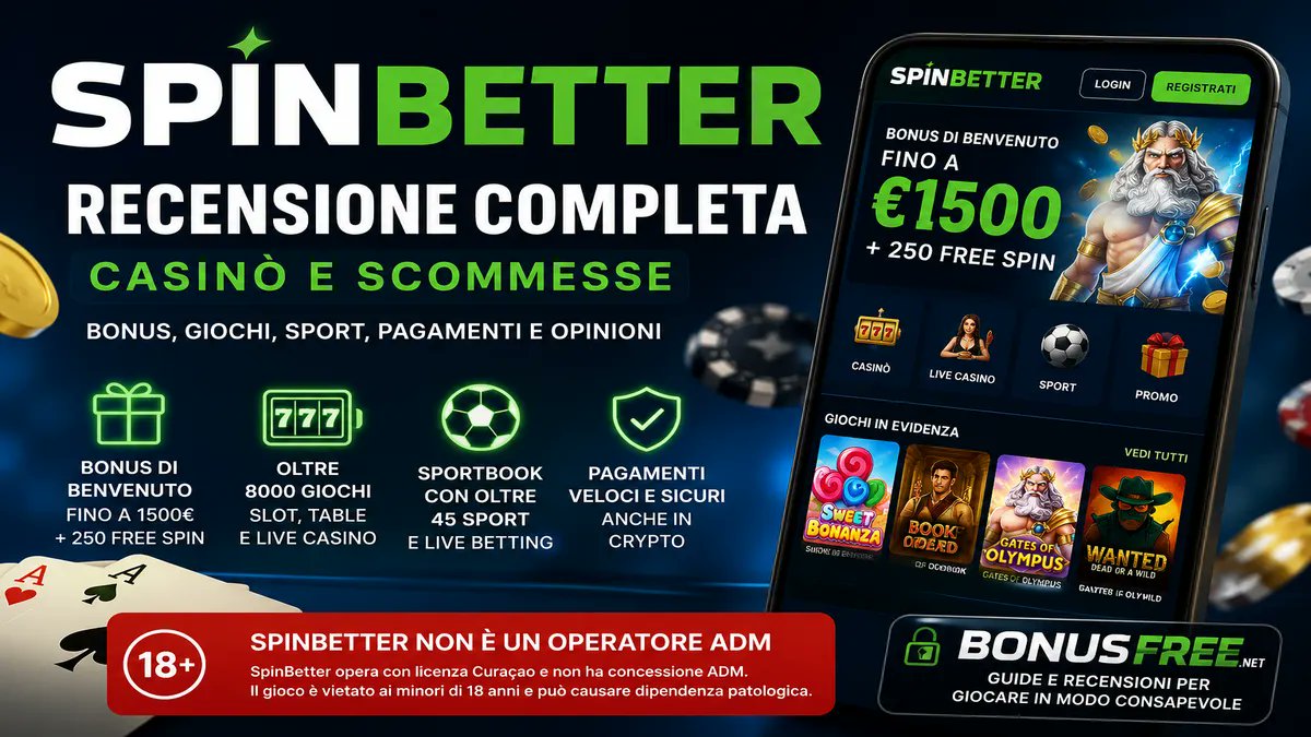 Bonusfree's tweet photo. SpinBetter Recensione bonus senza deposito!

🔥 Bonus di benvenuto senza deposito
🎁 200 Free Spins
💰 Migliaia di giochi tra slot, live casino..
👉 Usa il codice FREE200S in fase di registrazione e verifica le condizioni aggiornate.
🔗 https://t.co/dnztL5lWWW

#senzadeposito https://t.co/fA7DJXyVPD