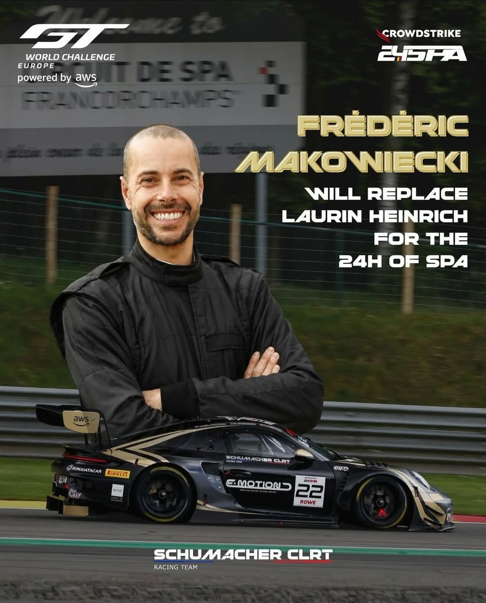 onlyzone012's tweet photo. Fred Makowiecki replaces Laurin Heinrich for the spa 24h!! Laurin Heinrich will go to Watkins Glen! #IGTC #24hSpa #IMSA https://t.co/HcD07kb8Cj