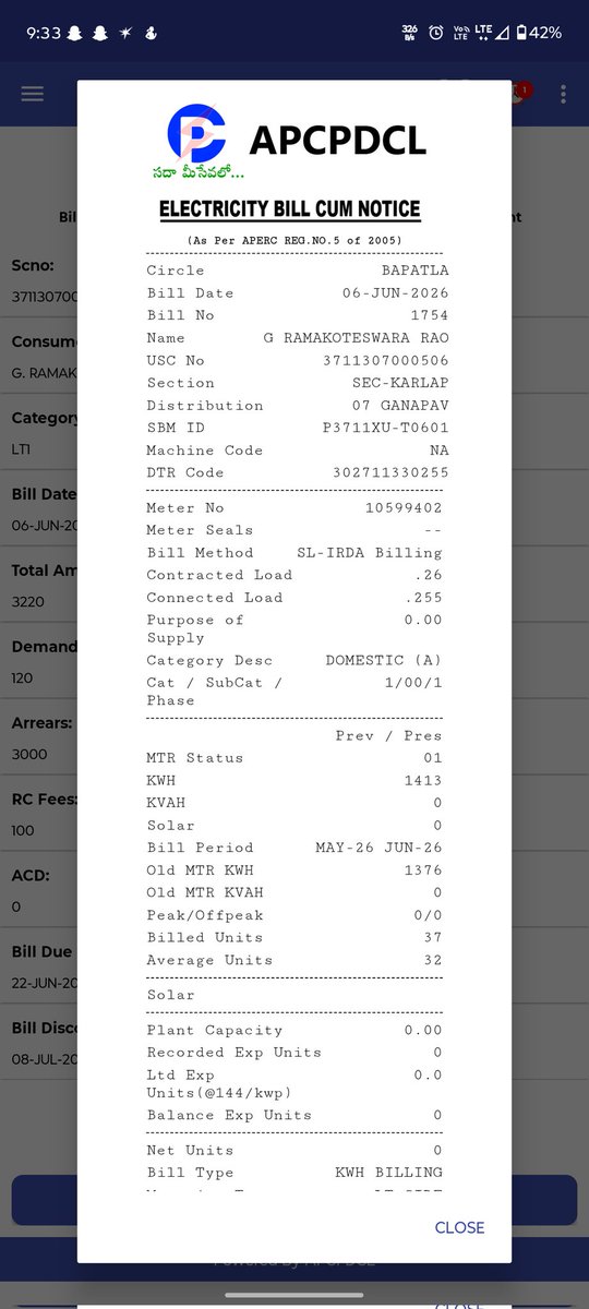 Pogagottam's tweet photo. Dear @apcpdclv 
This month's electricity bill for my service number 302711330255 has a sudden 3000rs as arrears. The total bill was only 120 rupees, but the total due came to 3220 rupees with overdue and RC fees.
Attached are screenshots!
Please help me with this! https://t.co/pDijj2RoDh
