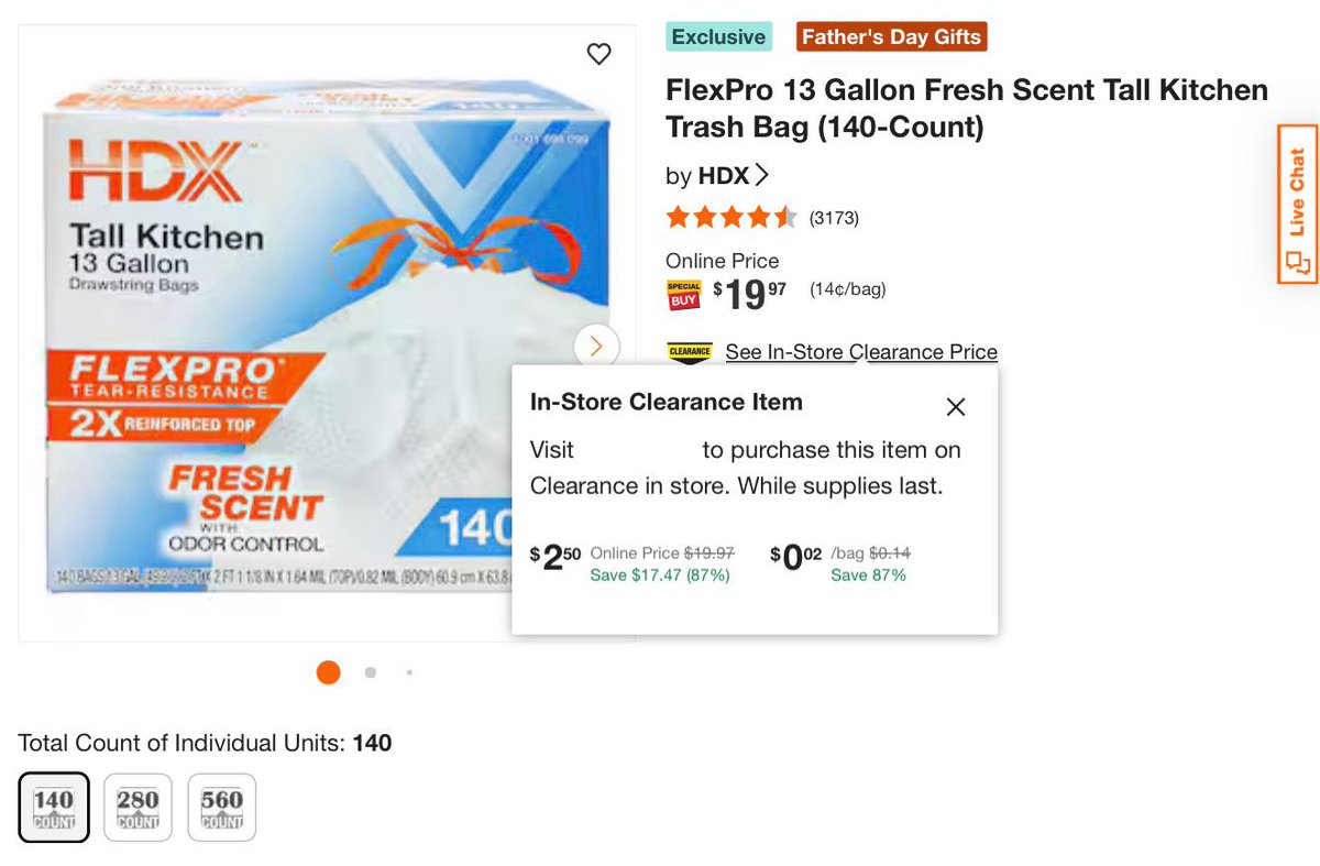 LordOfSavings's tweet photo. 🏃‍♂️ CHECK YOUR HOME DEPOT LOCATIONS!! HDX FlexPro 13 Gallon Fresh Scent Tall Kitchen Trash Bag (140-Count) now as low as $2.50 at select Home Depot Locations!

📌 Check For The “See In-Store Clearance Price” Tag! Check All Stores Near You!

👉 https://t.co/qhe5ciIUi4 https://t.co/x9rxSAIsy5