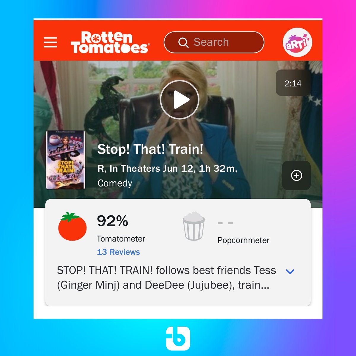 forumbunklr's tweet photo. Dá o Oscar pra ela! "Stop! That! Train!", novo filme de comédia pastelão de RuPaul com suas filhas de "Drag Race", estreia com 92% de aprovação no site Rotten Tomatoes!

Vão assistir? https://t.co/euBg5DOjjK