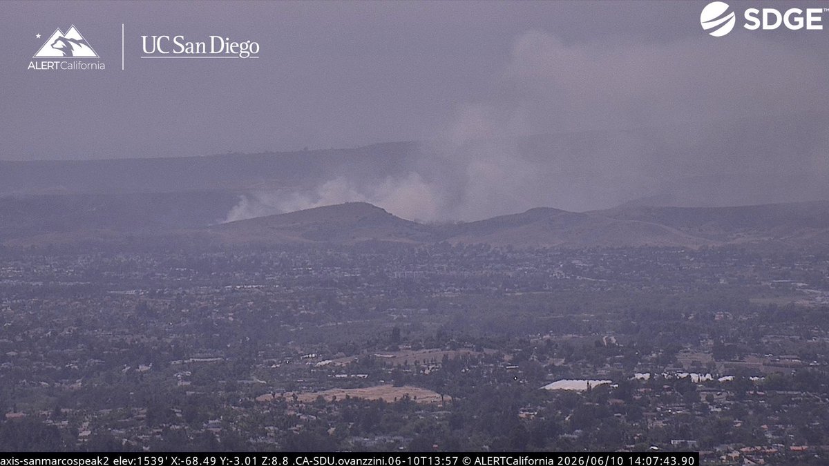 ALERTCalifornia's tweet photo. The #NovemberFire on Camp Pendleton in San Diego County is visible from ALERTCalifornia's San Marcos Peak Cameras. See conditions live at https://t.co/0g3yIAtZYh https://t.co/TIfIqxrxXG
