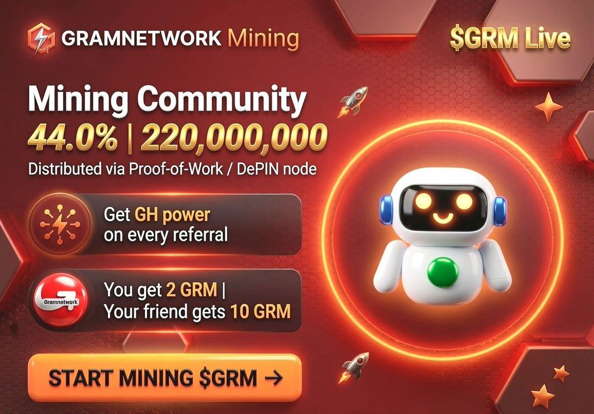 InterLinkITL's tweet photo. GRAMNETWORK Mining $GRM Live👷♂️
Mining Community | 44.0% | 220,000,000 | Distributed via Proof-of-Work / DePIN node 😴
Get GH Power On Every Referral And You Get 2 GRM & Your Friend Get 10 GRM Live!
(Now Join):-🔥 https://t.co/lFKIJMZXSn
.
#GRAMNETWORK #Mining #GRM https://t.co/yyKP7900Zz