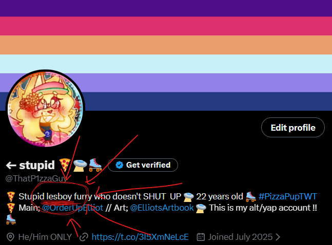 ThatP1zzaGuy's tweet photo. Someone sent me a question on Strawpage asking how am I a lesbian and a trans man at the same time

I changed my banner for you so its obvious... But hmm... If only there was something in my bio to spell it out to you.... Guess itll forever remain a mystery https://t.co/Zc2Uc7llZK