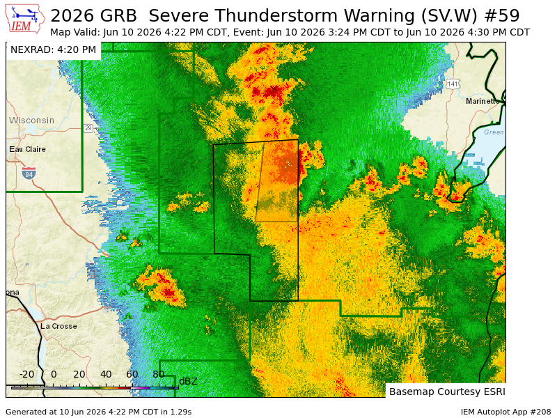 NEWIWeather's tweet photo. GRB expires Severe Thunderstorm Warning for Marathon, Portage [WI] https://t.co/dtBlCiYpJH https://t.co/j8oHb5WAHL