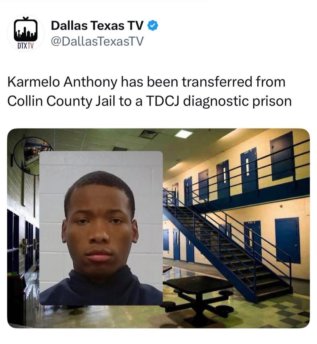 JuvyWicks's tweet photo. Karmelo Anthony was transferred from the Collin County Detention Facility to the Texas Department of Criminal Justice this morning. Guess who runs TDCJ??? https://t.co/vc1MvVukFU