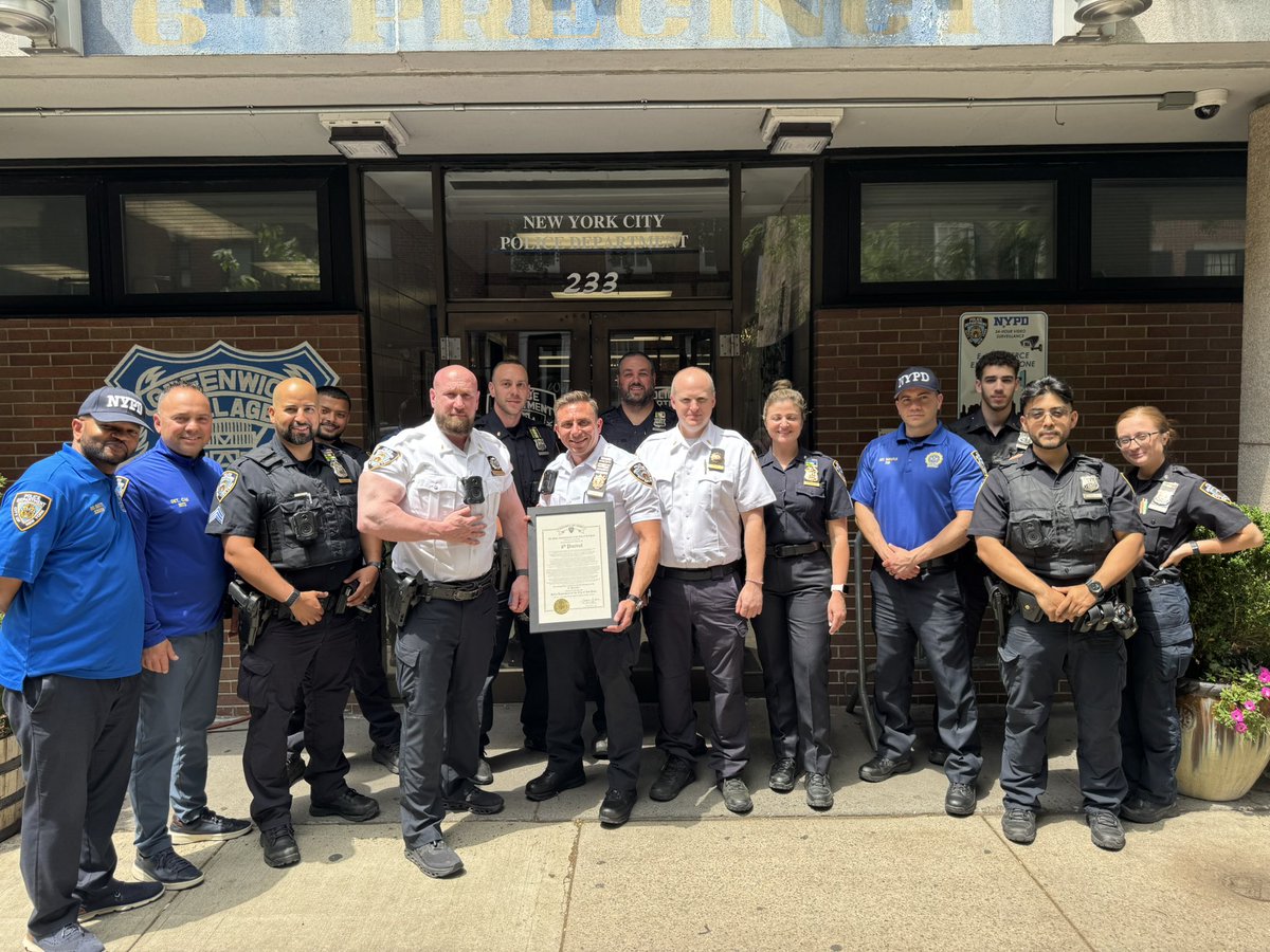NYPD6Pct's tweet photo. As a result of outstanding police work by our men &amp; women of the 6th Precinct &amp; our partnerships with the community, we are incredibly honored to accept the prestigious 2026 Unit Citation from Mayor Mamdani and Police Commissioner Tisch at the NYPD Medal Day ceremony yesterday 👏 https://t.co/Iu2hgNXVdY