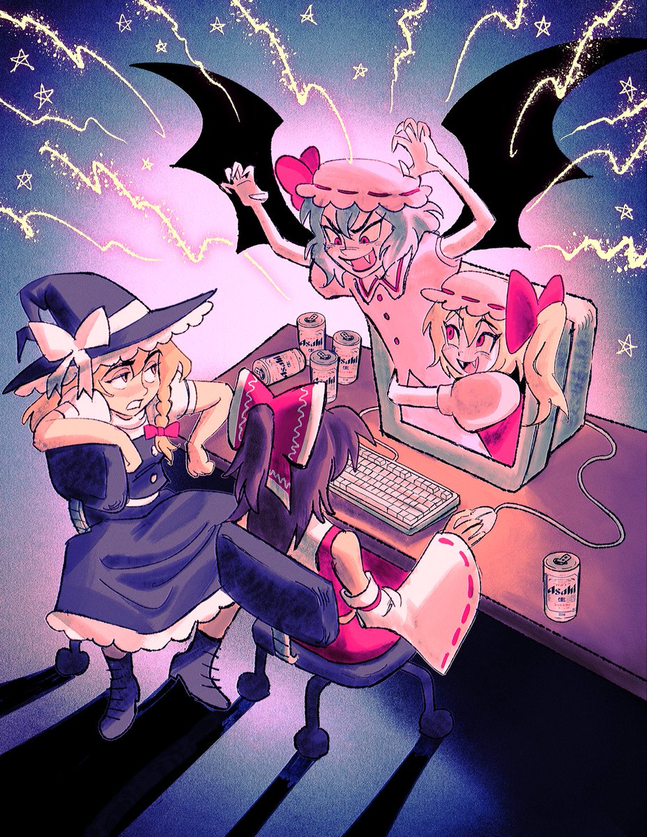 flandrepudding's tweet photo. dropped everything and drew this so fast to celebrate the touhou 6 news ✌️^_^ https://t.co/R81sRljo9H