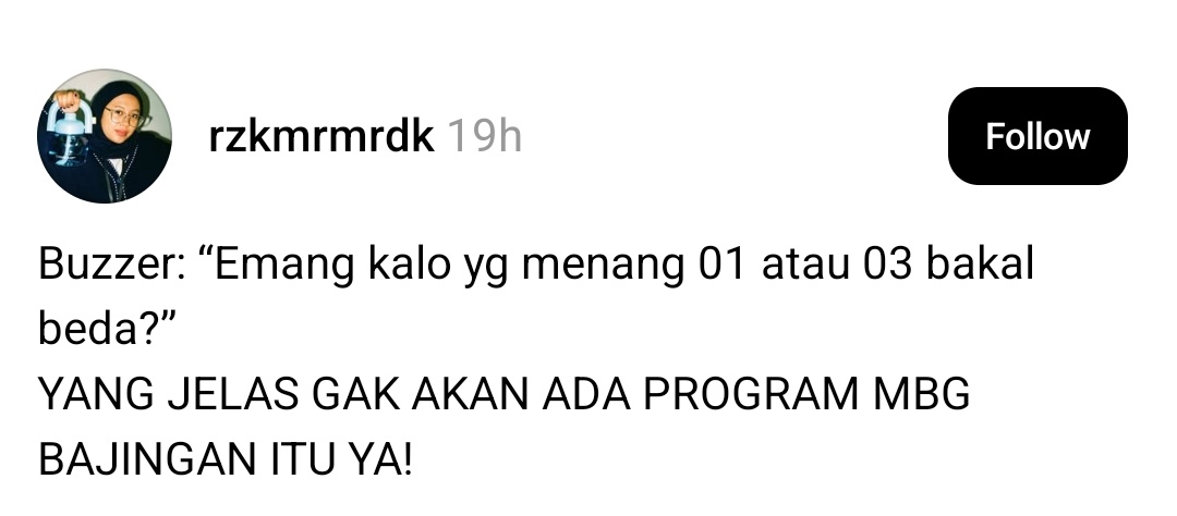 Hidupsebagai62's tweet photo. List keanehan pemerintahan yang akan hilang, 
jika 02 tidak menang :

- ADA IBU NEGARA
- ga gabung BOP, Board of Piece
- Seskab pasti bukan Teddy 
- Menlu bukan Sugiyono.
-Ahli serangga jadi ahli Gizi
-Anomali Tedy tidak terungkap
-kebohongan bahlil ganteng tidak viral
-tidak ada teriakan "Hidup Jokowi"
-pigai playboy
-tembok ratapan solo
-mens rea panji
-keracunan MBG
-Gibran ngantuk ya?

Apalagi guys?