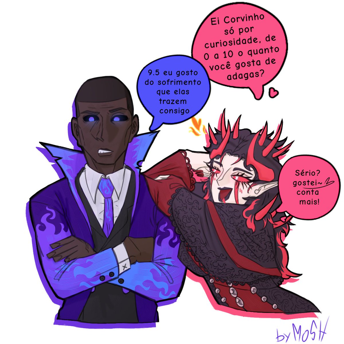 Mosh_p1t's tweet photo. Liev e Adaguinha interagindo🗡️🐦
#XdaQuestãoRPG #hellbird https://t.co/1Pj6M1BFLW