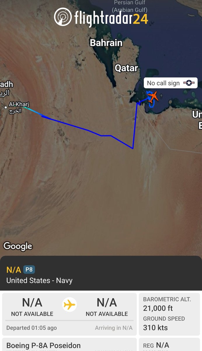sipjack1776's tweet photo. P-8A 🇺🇲
#AE688D
Out of OEPS operating over the western Persian Gulf.
@Borrowed7Time @N214WN https://t.co/MeFkVUHc9F