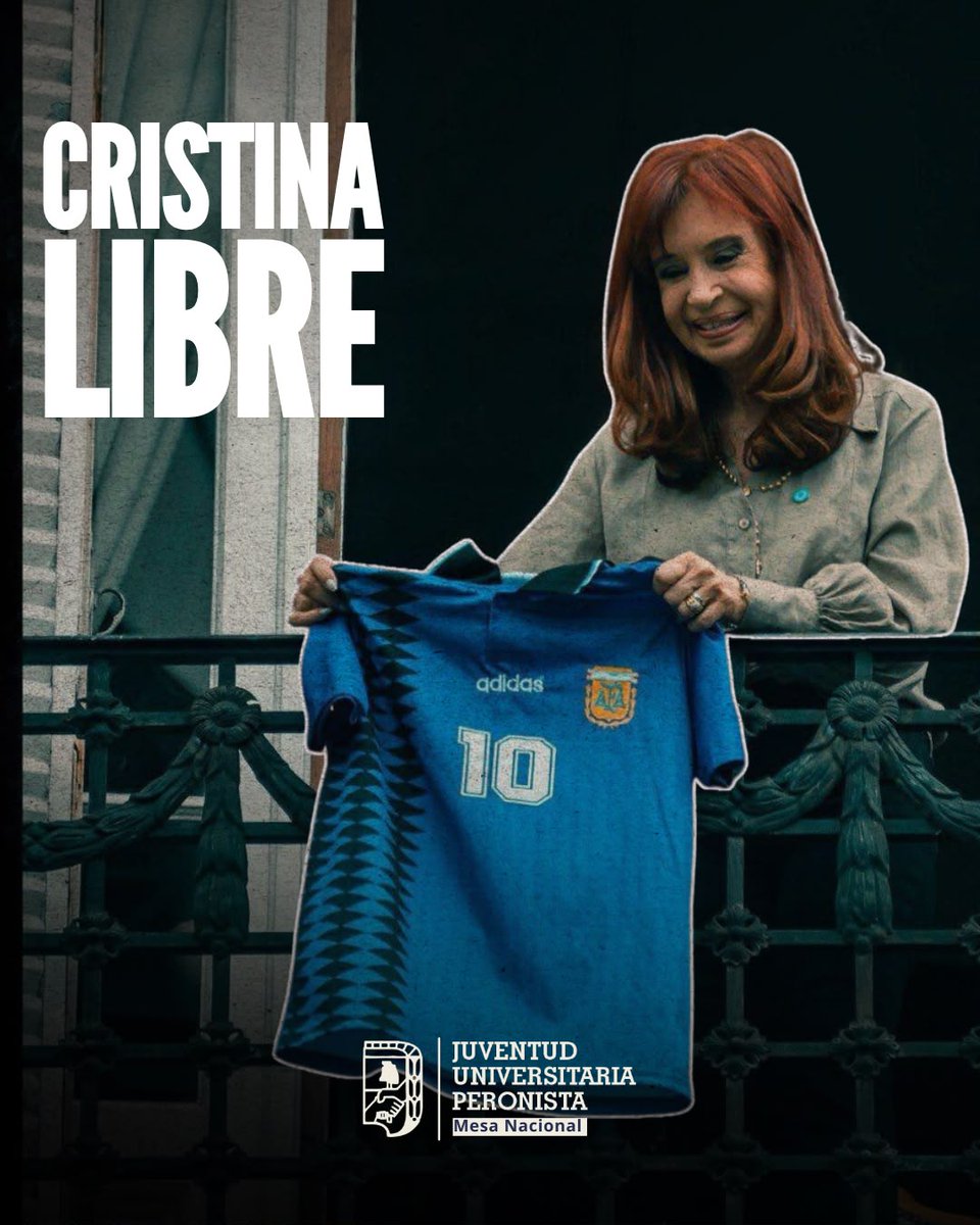JUPNacionalOK's tweet photo. A un año de aquel fallo, seguimos diciendo lo mismo:

Cristina libre. 
Contra la proscripción. 
Por una Argentina donde las mayorías decidan su destino.

Porque podrán intentar silenciar una voz, pero nunca borrarán las convicciones de un pueblo organizado.

✌🏼🇦🇷 #CristinaLibre https://t.co/0XqrsdTPNH