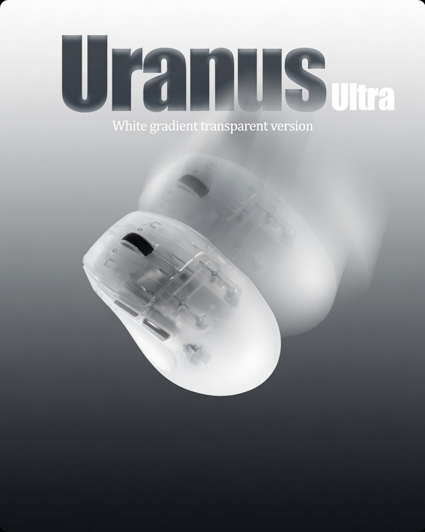 chrisplusk's tweet photo. @KYSONAOfficial (Maybe I'm boring but) I like frost white mice, I can see it go from transparent up front to matte at the back though. Anyway I'm quite a fan of the Uranus Pro I think it's already very good but a further upgrade is nice. Love the KPU-like shape. https://t.co/2tngx8Er48