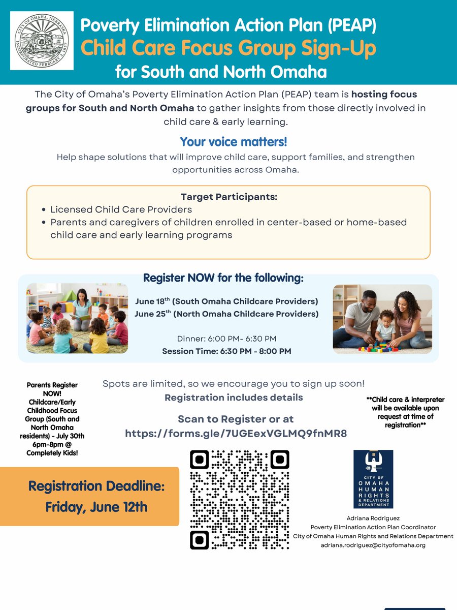 OmahaHumanRight's tweet photo. Help Shape the Future of Early Childhood Services in Omaha! 

More information below! https://t.co/lSf95KJK4r