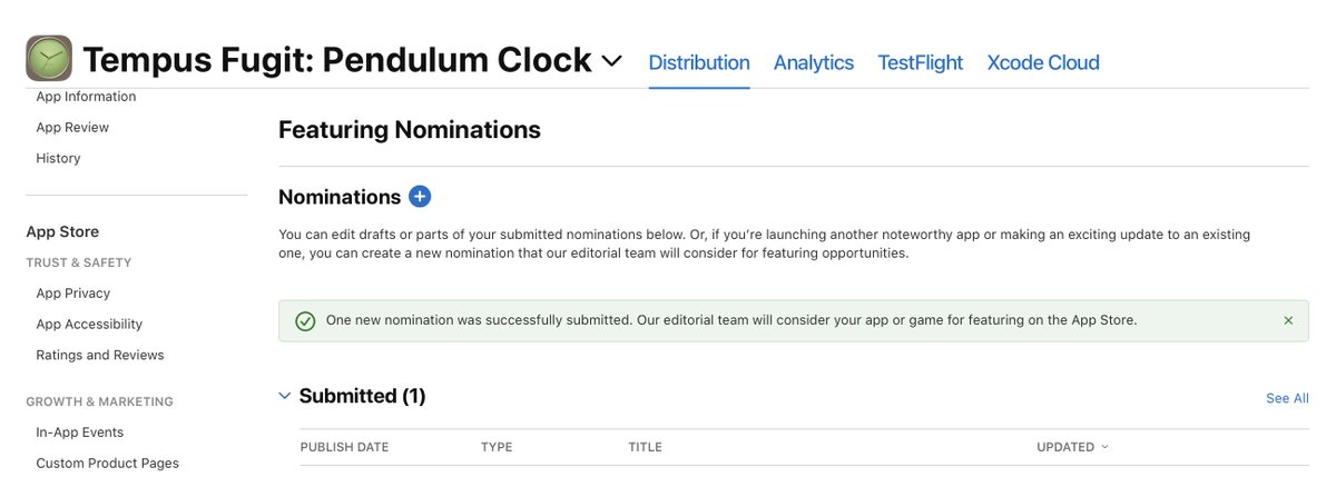 TargeSunil's tweet photo. Submitted my first App Store editorial nomination today.
Tempus Fugit, fresh out of v1.4 review. Pitched the story behind it. 
Now I wait 🤞
https://t.co/VlPxbxU4uk

#iOS #IndieDev #BuildInPublic https://t.co/LH1F5WnrE7