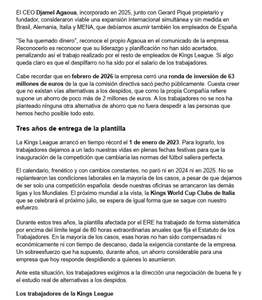 UniversoKingsL's tweet photo. 💣💣💣 ESTALLA LA BOMBA EN LA KINGS LEAGUE

😱 LOS TRABAJADORES AFECTADOS POR EL ERE, LANZAN UN COMUNICADO DIRECTO

#KingsLeague