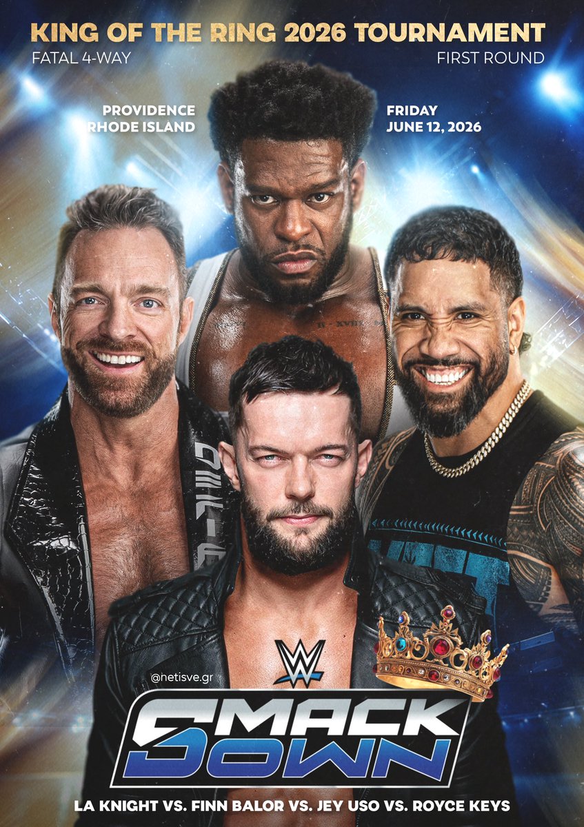 netisve_gr's tweet photo. Who’s advancing in the King of the Ring tournament?

@RealLAKnight @RealRoyceKeys @FinnBalor @WWEJEY_USO 

#wwe #kotr #kingofthering #smackdown #prowrestling https://t.co/GCzQln2ROC