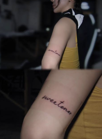 dieforyous's tweet photo. ninging from aespa's sweetener tattoo. this is so pretty and real of her ♡ https://t.co/Fq7IEJbdp6