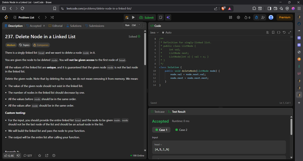 AdityaPawar71's tweet photo. Day 10/45 #SDESheetChallenge 🚀

✅ LC 19 - Remove Nth Node From End
✅ LC 2 - Add Two Numbers
✅ LC 237 - Delete Node in a Linked List
Learned Fast &amp; Slow Pointers, carry handling in linked lists, and O(1) node deletion.
@striver_79 @takeUforward_ 
#DSA #LeetCode https://t.co/WpR2pdlAOK