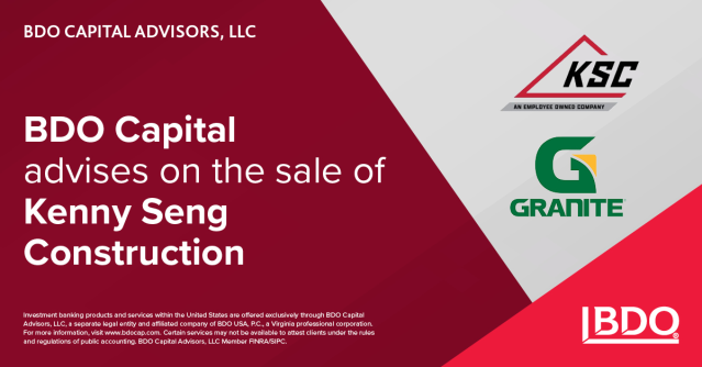 markpsedward's tweet photo. BDO Capital advised Kenny Seng Construction as financial advisor on their recent transaction, building on extensive experience helping construction business owners navigate complex transactions with confidence: https://t.co/6gvMaDEeZU https://t.co/I7n1suNTNM