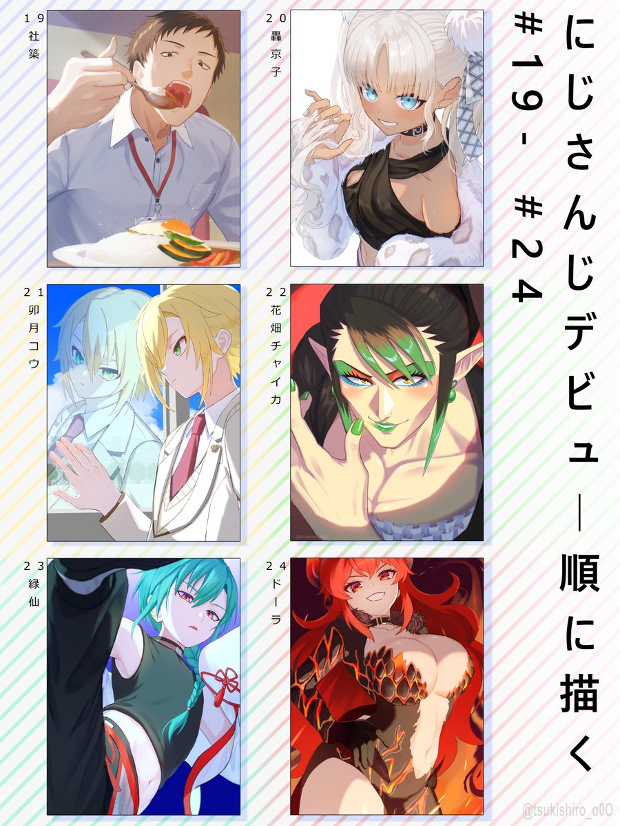 tsukishiro_o0O's tweet photo. 【にじさんじデビュー順に描く】まとめ①～④ https://t.co/D4CsbyMXNL