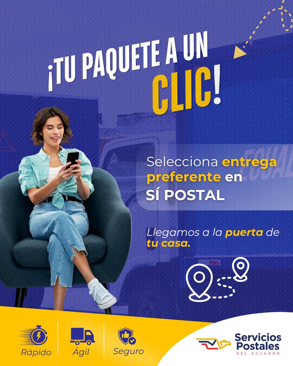 ServPostalEc's tweet photo. 📢¡Entrega Preferente: la opción más rápida de recibir tu paquete en la puerta de tu casa!  

Ingresa a https://t.co/hm9IgKs4fS y selecciona esta modalidad para agilizar la entrega y recibir tu envío de manera cómoda y directa.  

 ¡Con #SPE tu paquete está seguro! https://t.co/N5s43Ub7qW
