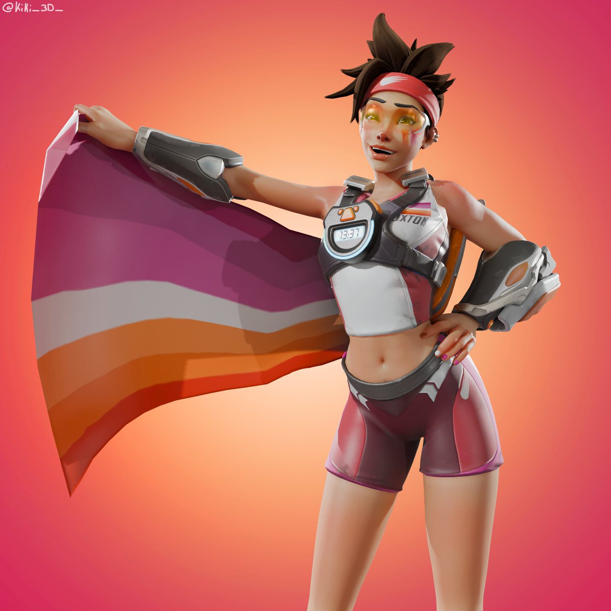 Kiki_3D_'s tweet photo. Happy Pride from Tracer!!! 🌈#OverwatchFanart https://t.co/bOH755vtha