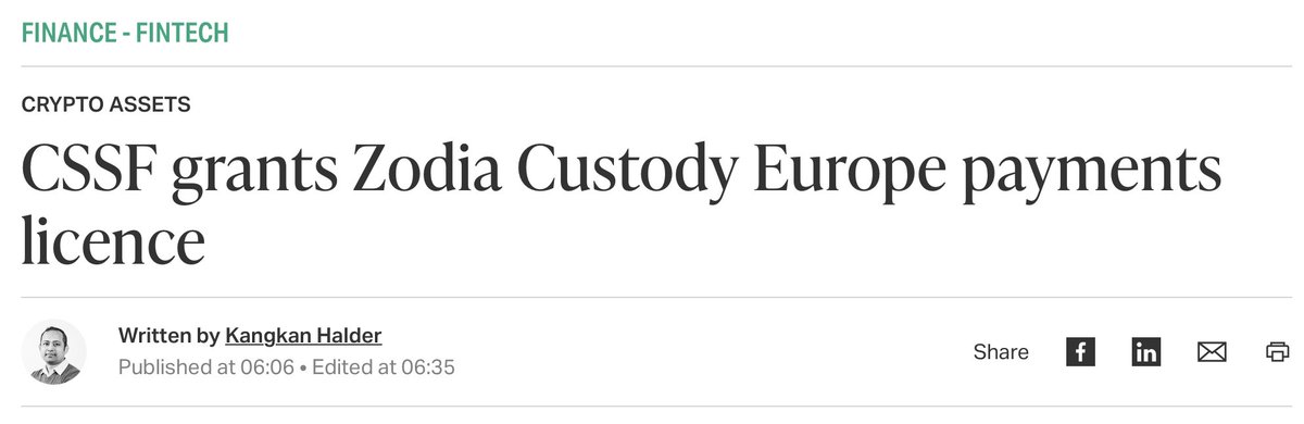 OffChain_Lux's tweet photo. Another signal that Luxembourg is quietly becoming one of Europe's most important digital asset hubs. 🧡

Congratulations to Zodia Custody Europe on receiving its Payment Institution licence from the CSSF.

On the surface, it may look like just another regulatory milestone.

In reality? It's another piece of the infrastructure puzzle that institutions have been waiting for. For years, one of the biggest questions around digital assets was trust.

How do institutions safely hold assets?
How do they move them?
How do they integrate stablecoins into existing operations?
How do they operate within clear regulatory frameworks?

Step by step, companies like Zodia are helping answer those questions.

By combining CASP authorisation with a Payment Institution licence, they are building the kind of infrastructure that allows digital assets and traditional finance to move closer together.

And that's important.

Because mass adoption happens when the infrastructure around it becomes mature enough for everyone else to use.

That's what we're seeing.

Not just in Luxembourg. But especially in Luxembourg.

More licences.
More institutional players.
More bridges between traditional finance and blockchain.

The ecosystem keeps growing.

The question is no longer whether digital assets will become part of financial infrastructure.

The question is: who will build the next pieces?

And perhaps... Some of those answers are already being built right here in Luxembourg. 😉

Congratulations again to the Zodia team on this important milestone. 🧡