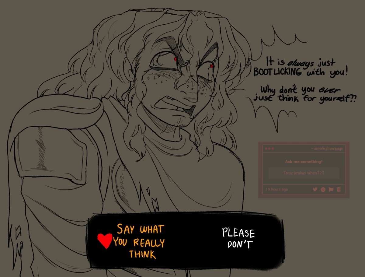 aanvole's tweet photo. Say what you really think #kralsei #DELTARUNE https://t.co/HqsWdCVT6L