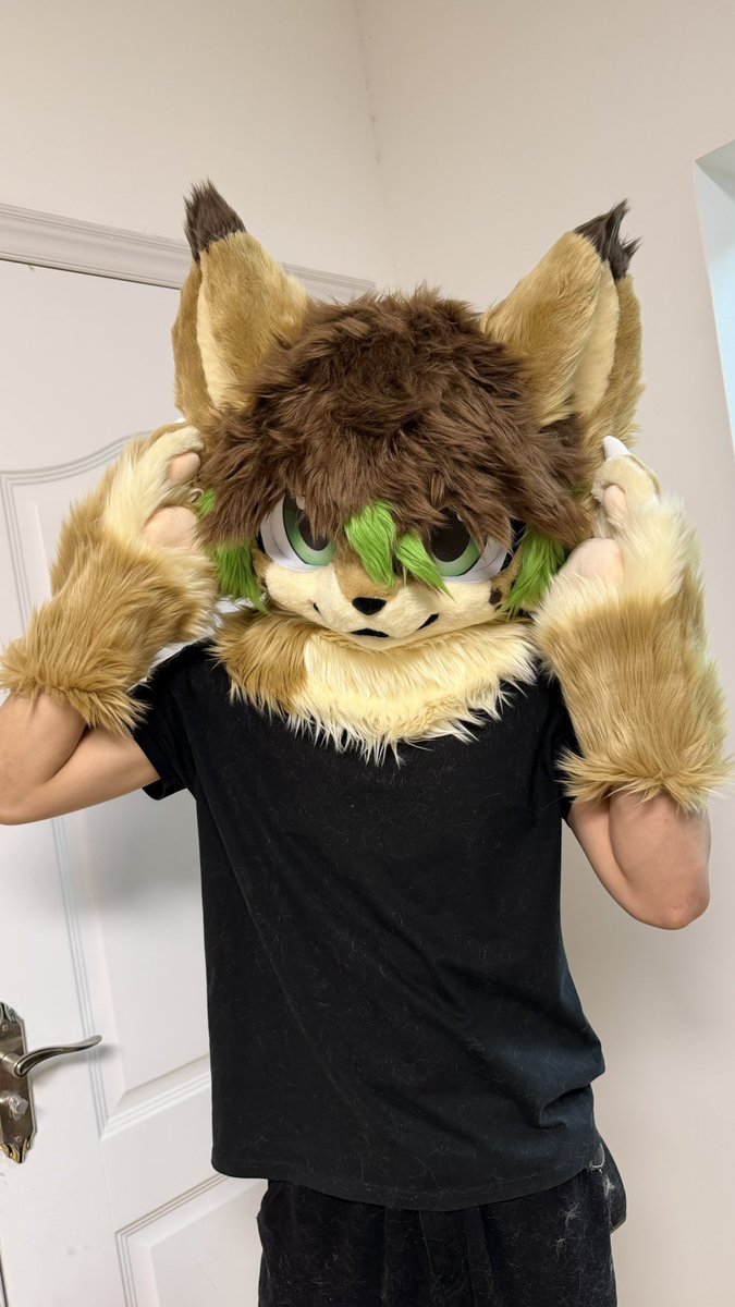 Rum13Rum's tweet photo. The little green details and soft fur are chef’s kiss.
Can’t wait to bring this boy to more cons and photoshoots soon!
Tag a friend who’d want to boop his snoot 
😍🥰😍

#furry #fursuit #fursuithead #fursona #furryart #kemono #furryfandom https://t.co/9TSjKdHKgI
