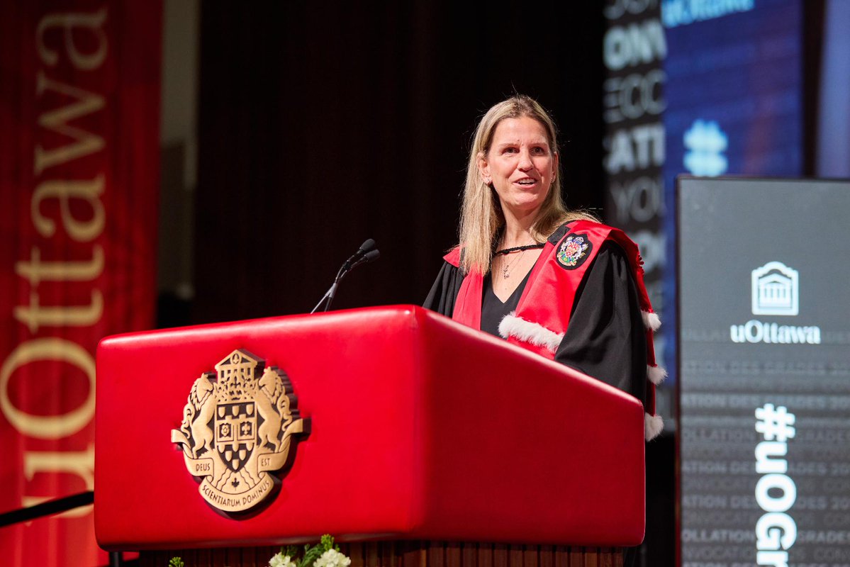 uOttawa's tweet photo. We’re honoured to confer an honorary doctorate on @KimStPierre33, one of the world’s greatest hockey players and current director of business operations for @PWHL_Montreal.

Learn more: https://t.co/hQrDkj1oYE

@uOttawaEdu

#uOttawa #uOGrad26 https://t.co/fvwyOYSnkL