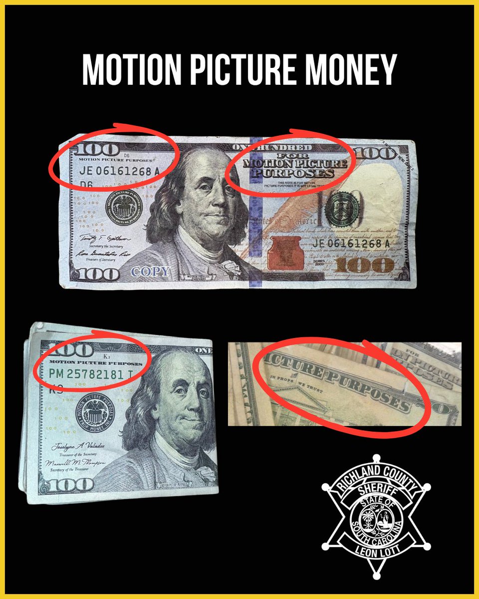 RCSD's tweet photo. SCAM ALERT 

We're seeing Facebook Marketplace scammers using fake "movie money" to buy items. They rush the transaction, grab the item, and leave before sellers realize the cash is fake.

Use an RCSD Internet Exchange Safety Zone for security: https://t.co/NqJtoYHGt9

#TeamRCSD https://t.co/is8iQev6QZ
