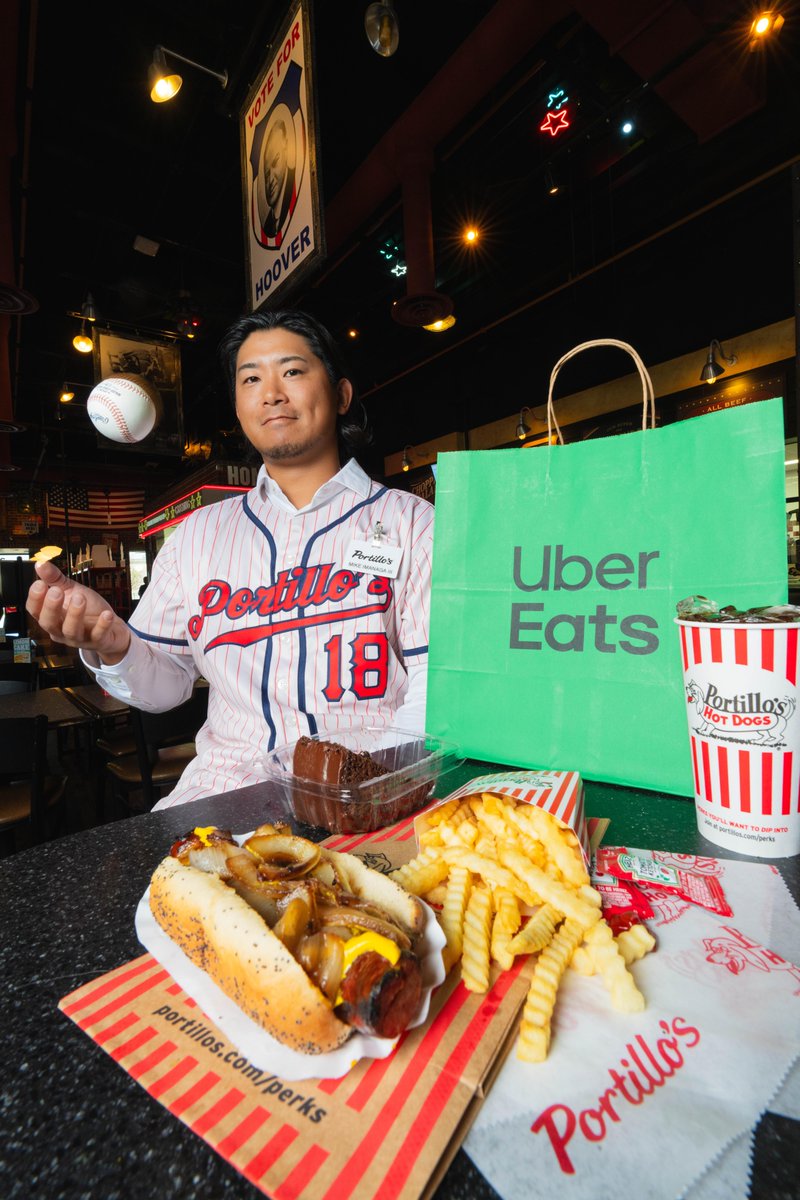 portilloshotdog's tweet photo. The Maxwell Street Polish making the Shota's Lineup just feels right 🌭⚾️​

The top pick comes char-grilled and loaded with mustard &amp; grilled onions.​

Shota's Lineup is available for a limited time on @ubereats and Portillo’s: https://t.co/iAAUd1ns2a https://t.co/6i00C77bHl