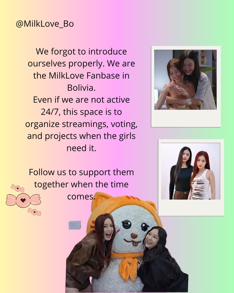 MilkLove_Bo's tweet photo. We realized we never properly introduced ourselves! 🫣

Fanbase in Bolivia! 🇧🇴💚🩷 What will you find here?

🚀 Express updates &amp; news.
🔥 Streaming parties &amp; voting projects.
💬 A cozy community to share the hype.

​Follow us &amp; let’s support them! 

#มิ้ลค์เลิฟ #MilkLove https://t.co/tXbUcV0pCA