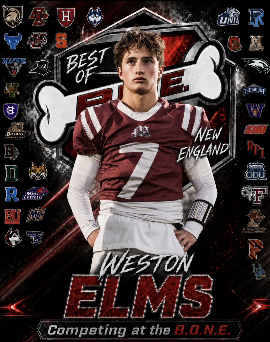 WestonElms's tweet photo. I’m excited to compete at the Best of New England camp this Friday! 

Let’s go to work.

C/O 2028 6’1 QB/DB 
@CoachMartinESA @gbowman26 @blairbucs @2026BONECAMP https://t.co/kFcTWkiMfe