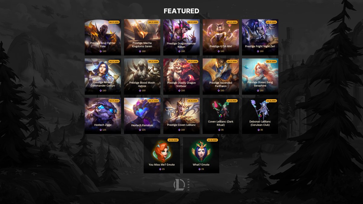 LeagueOfLeaks's tweet photo. New Mythic Shop Rotation ‼️ https://t.co/s2wkQPeU3U