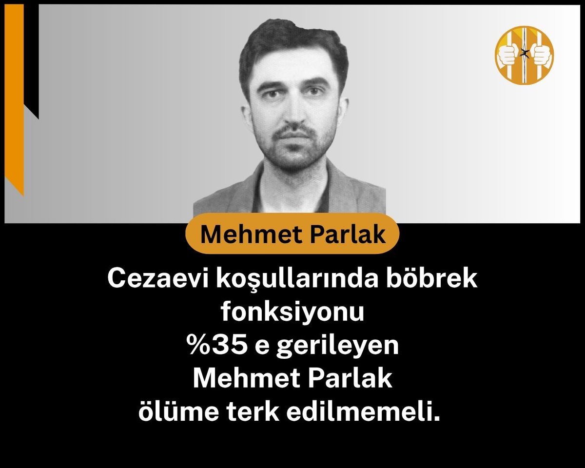 karacaahmet73's tweet photo. Ağır hasta mahpusların ihmaller sebebiyle cezaevlerinde yaşamlarını yitirmesi, yönetimin suçudur.  Bu tablo “örtülü idam” gibidir. 
MehmetParlaka YaşamHakkı https://t.co/qBQWknamEA