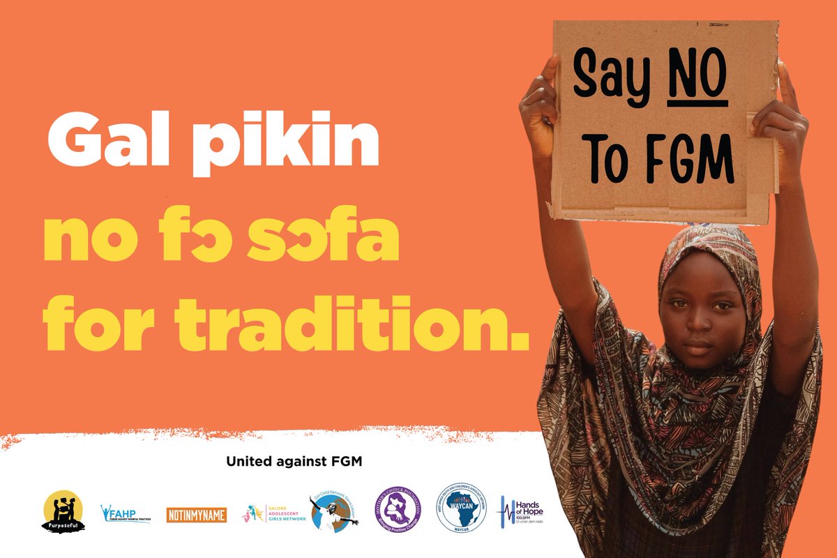 Prevention1stSL's tweet photo. No #girl should go through any form of #violence or #abuse to satisfy tradition.

Gal pikin no for suffer for tradition.

#EndFGM #SierraLeone https://t.co/GwAHHhaXYh