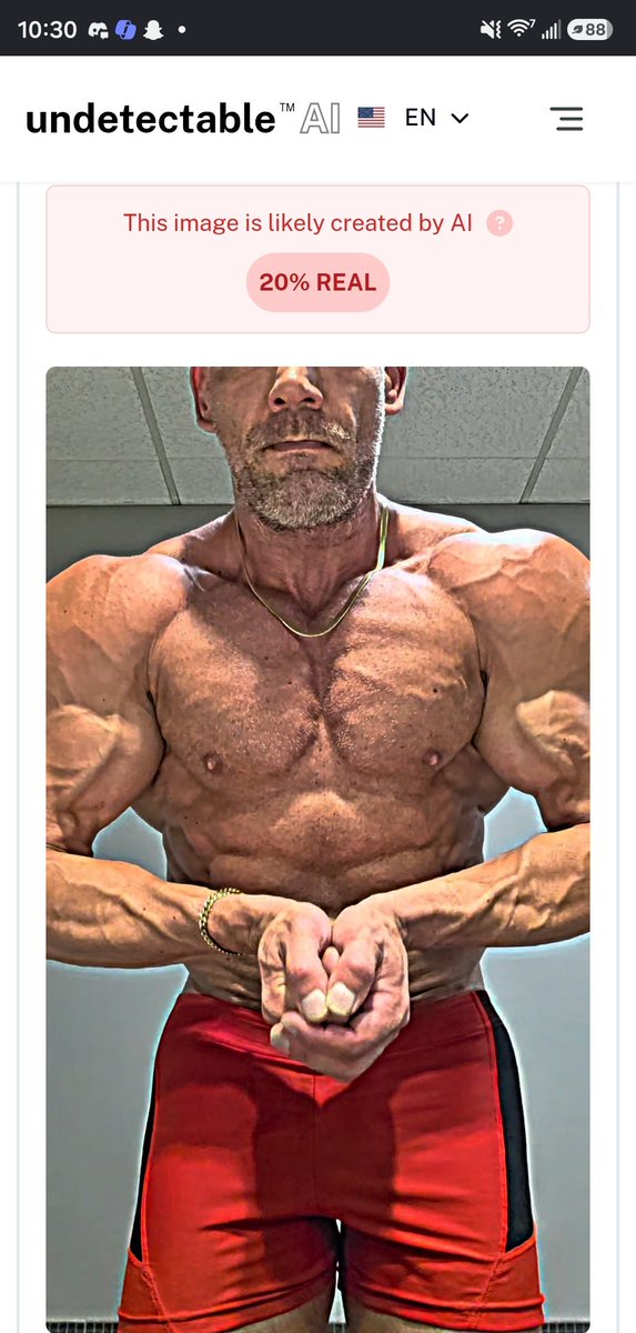 AlphaRoidzDaddy's tweet photo. Well, apparently the screenshot from my post-pump video yesterday is 80% AI.
Or 80% unreal.
Definitely 100% roided. πͺπ½ππ§¬
#RoidMe #GrowMe #MuscleSub $ubForMuscle #GrowthSub #MuscleDom #MuscleMaster https://t.co/5Y9navgAGF