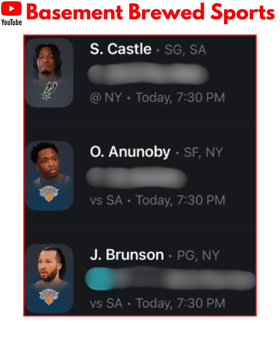 BBFFMikey's tweet photo. We're up 54+ units this year!🔥

If you’re playing PrizePicks, Underdog, etc. for Game 4 of the NBA Finals between the Spurs and Knicks tonight, do NOT lock your picks before checking these out!

YouTube 👉 Basement Brewed Sports 

#nbafinals #NBA #prizepicks https://t.co/YoKmsPJWb3