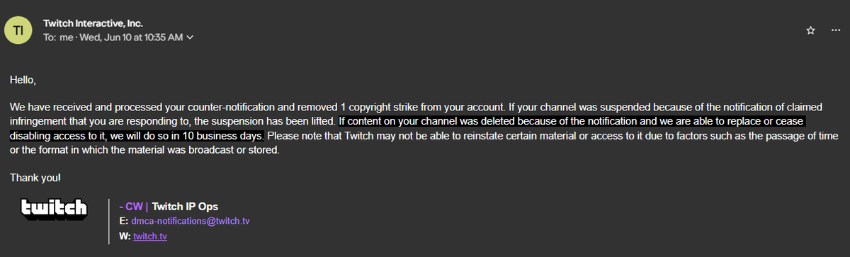 falter_xv's tweet photo. Thank you for the assitance and help @TwitchSupport on this manner and for @Flip_Uni as well as @TrialMacameau / @TrialMacameau22 fraud and false DMCA claims.
#Vtuber #WorldwalkerUniverse #FalterFireRises #ProjectLeumen
Thank you for the clarification that this was over their false DMCA as a form of fraudulent retaltion on their part and the abuse of the DMCA legal process and tools as that is Flip's primary form of behavior: https://t.co/TtAnfq7wxg
Given this is a pattern of behavior for Twitch accounts:
https://t.co/bJBE6tM5Ad
and
https://t.co/z5HsZ5KT9C
I have sent a further and secondary detailed report to my previous ticket detailing their admits on social media, the coordination by @CreateMyUnivers (@Flip_Uni) from their own discord, as well as videos they have posted recently and previously where they admit to malicious false and fraudulent DMCA claims against my Youtube, Twitter, and other their failed filings against me on the CCB where they were told they had no legal ownership of anything while they attempted to DMCA my own content, with my own content.