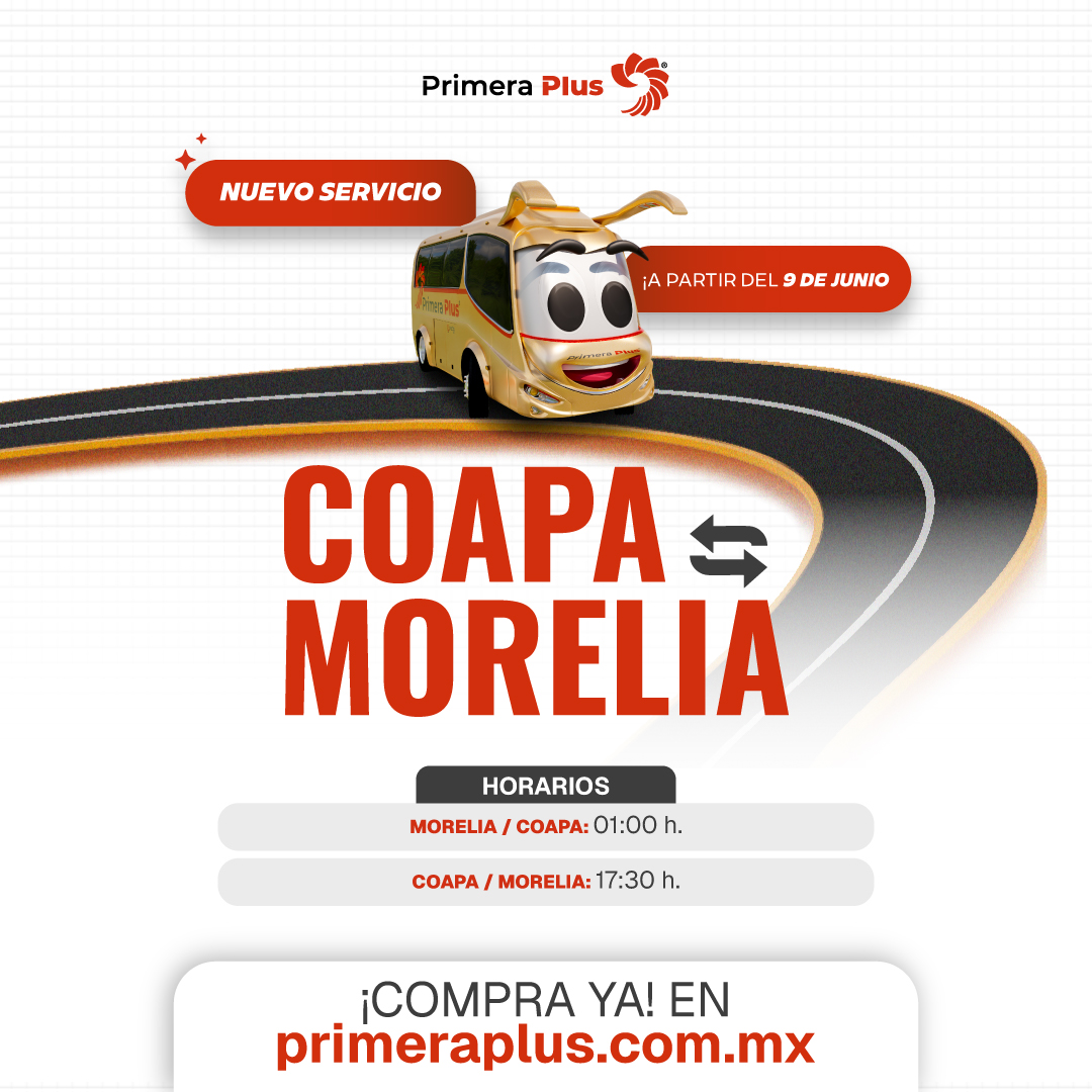 Primera_Plus's tweet photo. 🚍 Morelia ↔ Coapa, más opciones para viajar como te gusta.
Compra fácil en app o en https://t.co/g6ZWIGQ5tU

#PrimeraPlus #ViajaConPrimeraPlus #Morelia #CDMX #ViajesMéxico https://t.co/2L1MWNIKTV