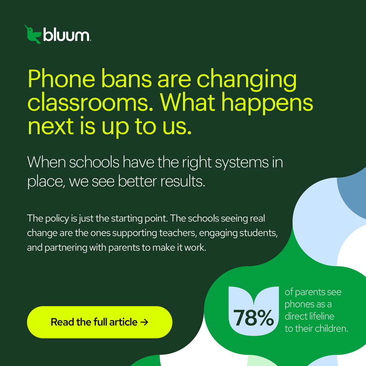 Bluum_EdTech's tweet photo. Phone bans are working, students are collaborating more, focusing better, and reconnecting in the classroom. 📵

The schools successfully implementing this are building their systems around it. Read more on what comes next → https://t.co/85xohk5B5z 

#EdTech #K12 #FutureOfLearning