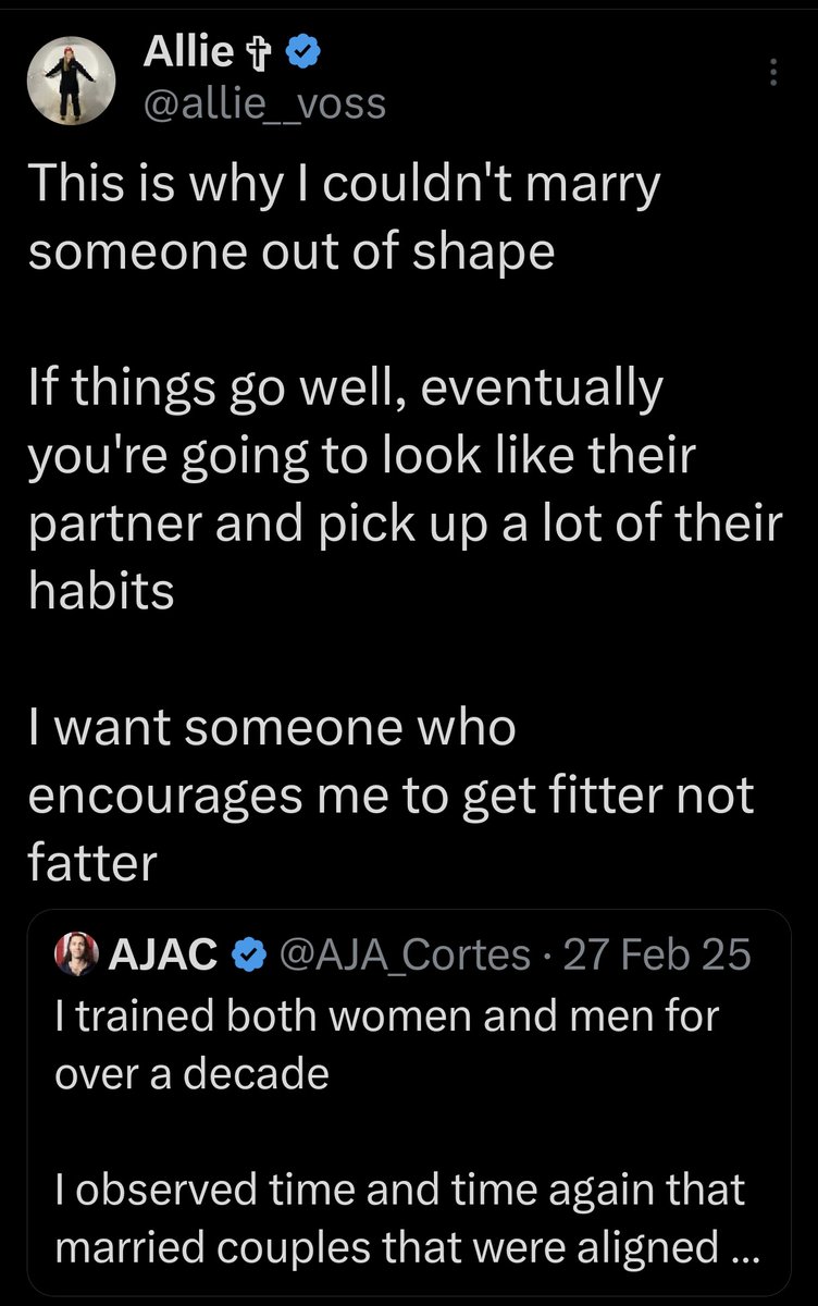 Avi9703's tweet photo. @allie__voss @CollinMcrockin LOL you just said a few months ago you wouldn't marry your 6'5 man if he was fat and its okay to divorce your spouse if your fitness and looks don't align yet when you see a guy working to improve himself you say obsessing over looks is wrong you are by far biggest hypocrite on X https://t.co/NptZQfw7VY