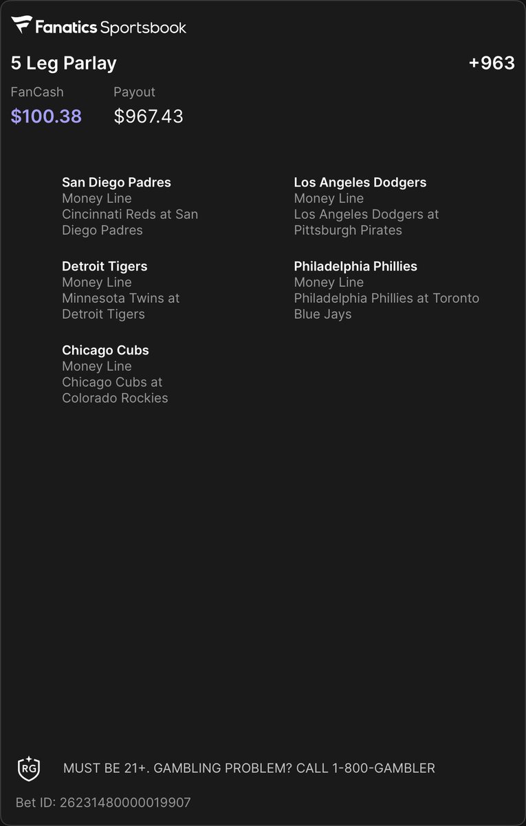 jcrouch023's tweet photo. MLB Best Bet of the day!! #FreeMoney.   A friend shared a bet with you on Fanatics Sportsbook. Tap the link to view and copy their bet. Don't forget, you earn FanCash on your bets. New to Fanatics? Claim your welcome bonus. Must be 21+. Terms apply.
https://t.co/VejWEH1kKF https://t.co/aHnHVjX5FV