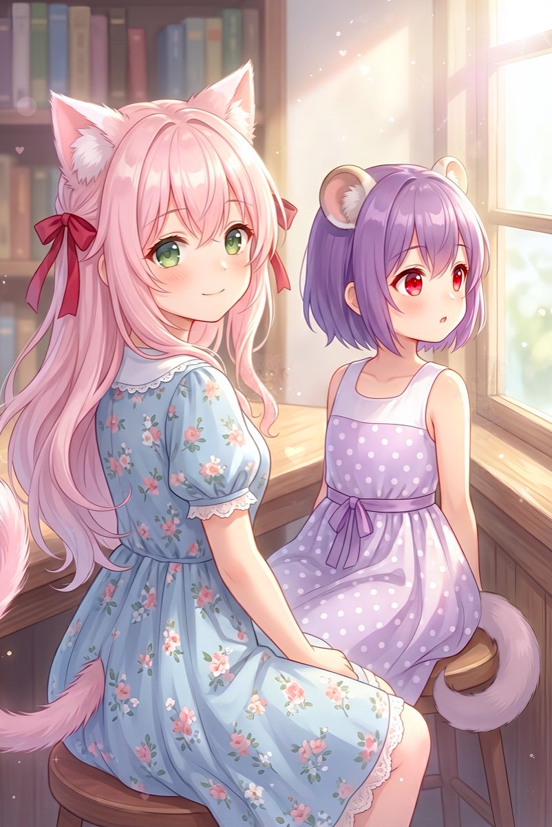 _mi_mi_mi_mimi_'s tweet photo. ✨☀️おはようございますっ☀️✨

いつも「なにかしながら～！💦」
という慌ただしい時間
大切な存在と穏やかに
ただ一緒にいられる時間って素敵ですよね✨

お疲れ気味な毎日に❣️

窓辺でのんびり穏やかな朝の２人🍀
ゆる～く過ごそ？🤗✨
#無断利用禁止
#みーの家のみぅとすふぃー
#AIart #オリキャラ https://t.co/esFKL9pcvu