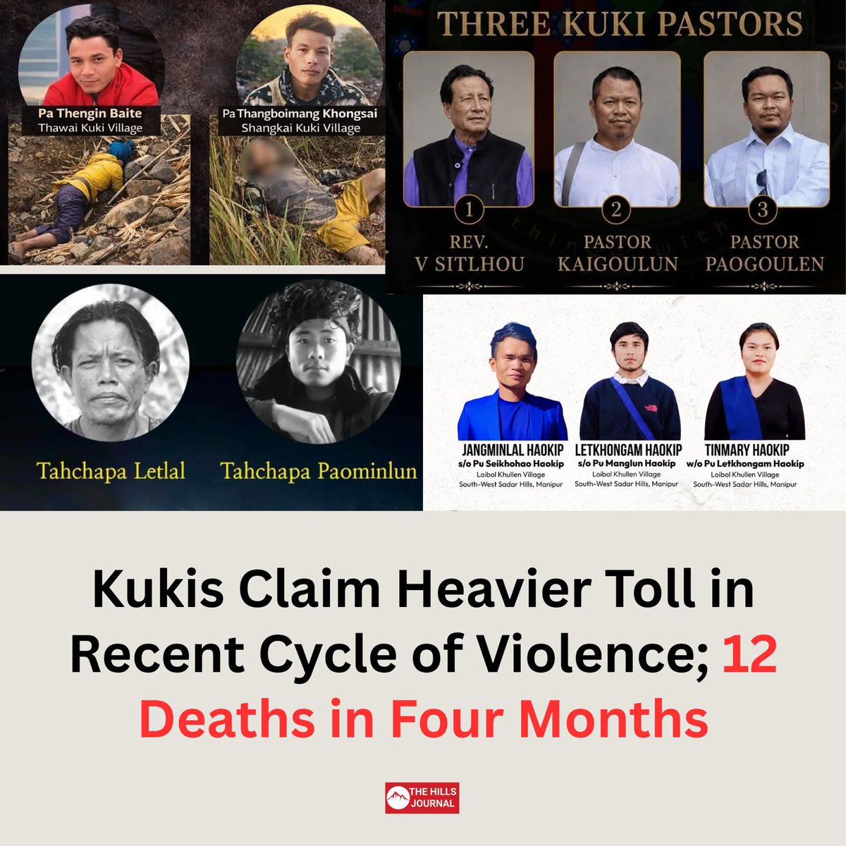 KukiMinjoy's tweet photo. The #Kuki community has lost twelve precious lives during the hostage crisis involving 14 #Kuki captives allegedly held by #Manipur Naga CSOs such as #SDSA, #UNC, and #NPO. The continued atrocities against the #Kuki people seem to know no limits, with innocent civilians repeatedly becoming victims of violence.

Even after the killing of our three pastors, there was no sign of remorse. Instead, the violence continued through what appears to be a planned campaign of intimidation, torture, and the killing of innocent #Kuki people. @LokBhavManipur @Spearcorps @official_dgar @kimmnprls @HMOIndia @adgpi @TribalAffairsIn @rashtrapatibhvn @SCJudgments @NIA_India