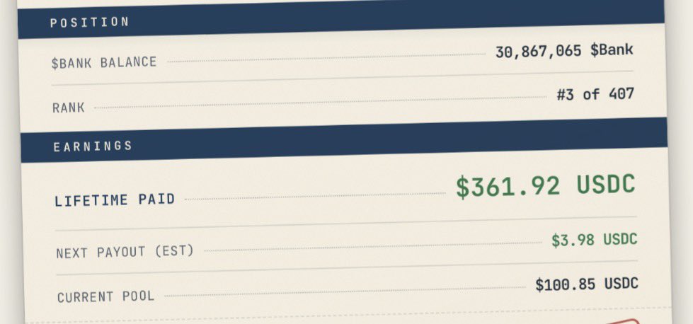Maverickdotsol's tweet photo. having a $bank that pays you $usdc for holding is some of the best tech we have in the trenches rn https://t.co/Hzvoey81u3