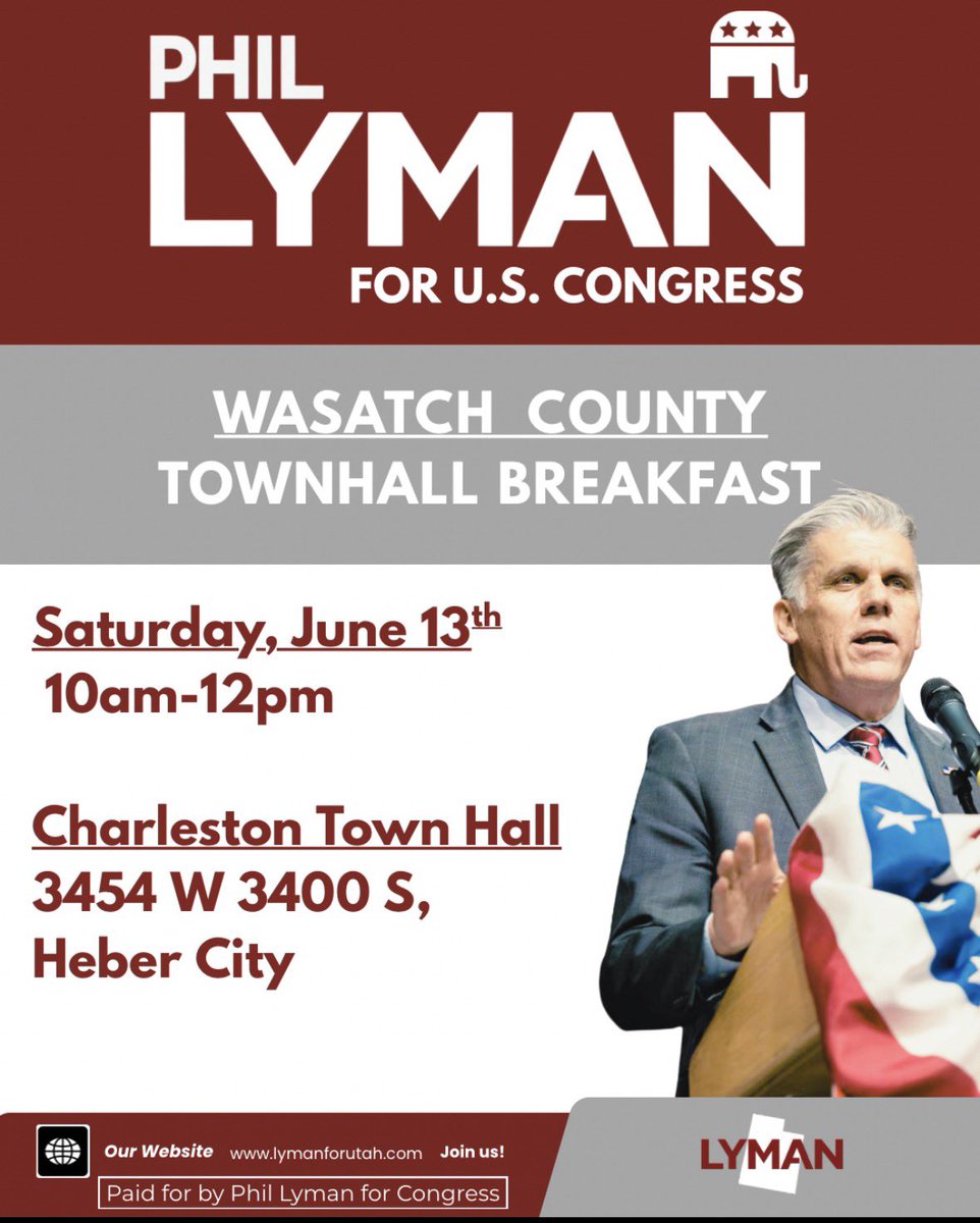 phil_lyman's tweet photo. WASATCH COUNTY! 

I hope you will join me this Saturday morning! https://t.co/irrp6Zxi2K
